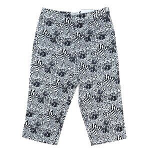 chaus secret stretch‎ waist capri in white/black floral print Size 14 NWT